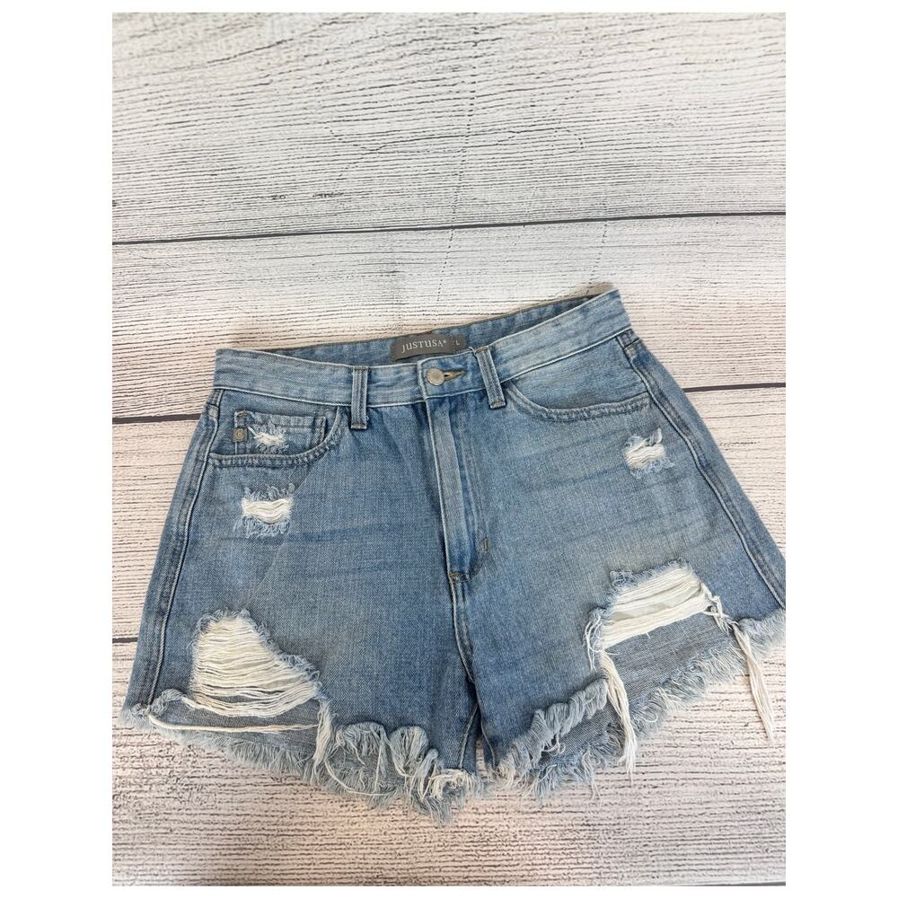Just USA Light Blue Distressed Jean Shorts